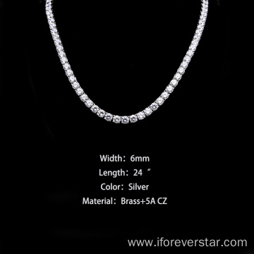 Silver White Plated Iced Out Chain Jewelry Tennis